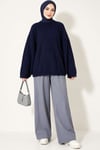 Selanik Örgü Oversize Triko Tunik Lacivert