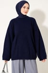 Selanik Örgü Oversize Triko Tunik Lacivert