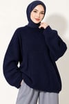 Selanik Örgü Oversize Triko Tunik Lacivert
