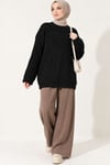 Selanik Örgü Oversize Triko Tunik Siyah