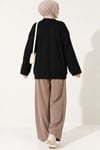Selanik Örgü Oversize Triko Tunik Siyah