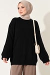 Selanik Örgü Oversize Triko Tunik Siyah
