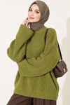 Selanik Örgü Oversize Triko Tunik Yeşil