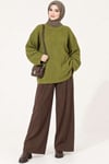 Selanik Örgü Oversize Triko Tunik Yeşil