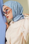 Şerit Çizgili Desenli Eşarp Bebe Mavi