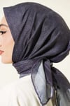 Şerit Çizgili Desenli Eşarp Füme