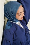 Şerit Çizgili Desenli Eşarp İndigo