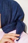 Şerit Çizgili Desenli Eşarp Lacivert