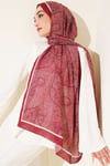 Şerit Detaylı Etnik Desenli Şal Bordo