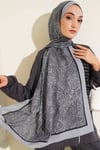 Şerit Detaylı Etnik Desenli Şal Gri