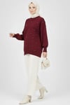 Serpme Taşlı Triko Tunik Bordo