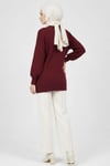 Serpme Taşlı Triko Tunik Bordo