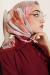 Soft Çiçek Desenli Eşarp Bordo Bej