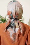 Soft Çiçek Desenli Eşarp Camel