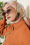 Soft Çiçek Desenli Eşarp Camel