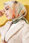 Soft Çiçek Desenli Eşarp Haki