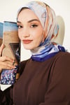 Soft Çiçek Desenli Eşarp Lacivert