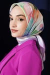 Soft Çiçek Desenli Eşarp Lila