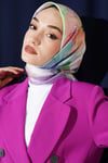 Soft Çiçek Desenli Eşarp Lila