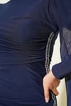 Taş Büzgü Detaylı Abiye Elbise Lacivert