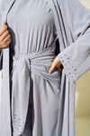 Taş Süslemeli İkili Abaya Gri
