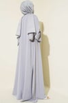 Taş Süslemeli İkili Abaya Gri