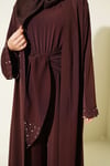 Taş Süslemeli İkili Abaya Kahve