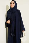 Taş Süslemeli İkili Abaya Lacivert