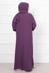 Tesettür Şallı Fermuarlı Namaz Elbisesi Mürdüm