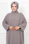 Tesettür Şallı Namaz Elbisesi Taş
