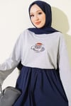 Türk Kahvesi Baskılı Tunik Melanj Gri