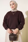 Üç İplik Şardonlu Sweatshirt Kahve