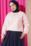 Üç İplik Şardonlu Sweatshirt Pembe
