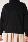 Üç İplik Şardonlu Sweatshirt Siyah