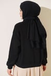 Üç İplik Şardonlu Sweatshirt Siyah
