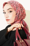 Velora Desenli Soft Eşarp Bordo