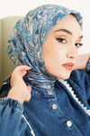 Velora Desenli Soft Eşarp Lacivert