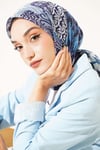 Vera Etnik Motifli Eşarp Lacivert