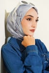 Verona Desenli Bambu Kraş Eşarp Mavi