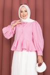 Volanlı Etek Üstü Gömlek Pembe