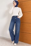 Wide Leg Kot Pantolon Mavi