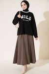 Wild Baskılı Sweatshirt Siyah