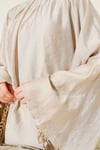 Yaka Büzgülü Oversize Tunik Bej