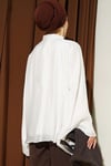 Yaka Büzgülü Oversize Tunik Beyaz