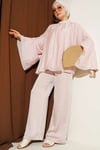 Yaka Büzgülü Oversize Tunik Pudra