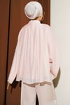 Yaka Büzgülü Oversize Tunik Pudra