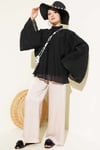 Yaka Büzgülü Oversize Tunik Siyah