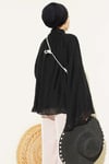 Yaka Büzgülü Oversize Tunik Siyah