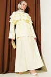 Yaka Fırfırlı Etekli İkili Takım Sarı