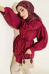 Yaka Fiyonk Detaylı Tunik Bordo